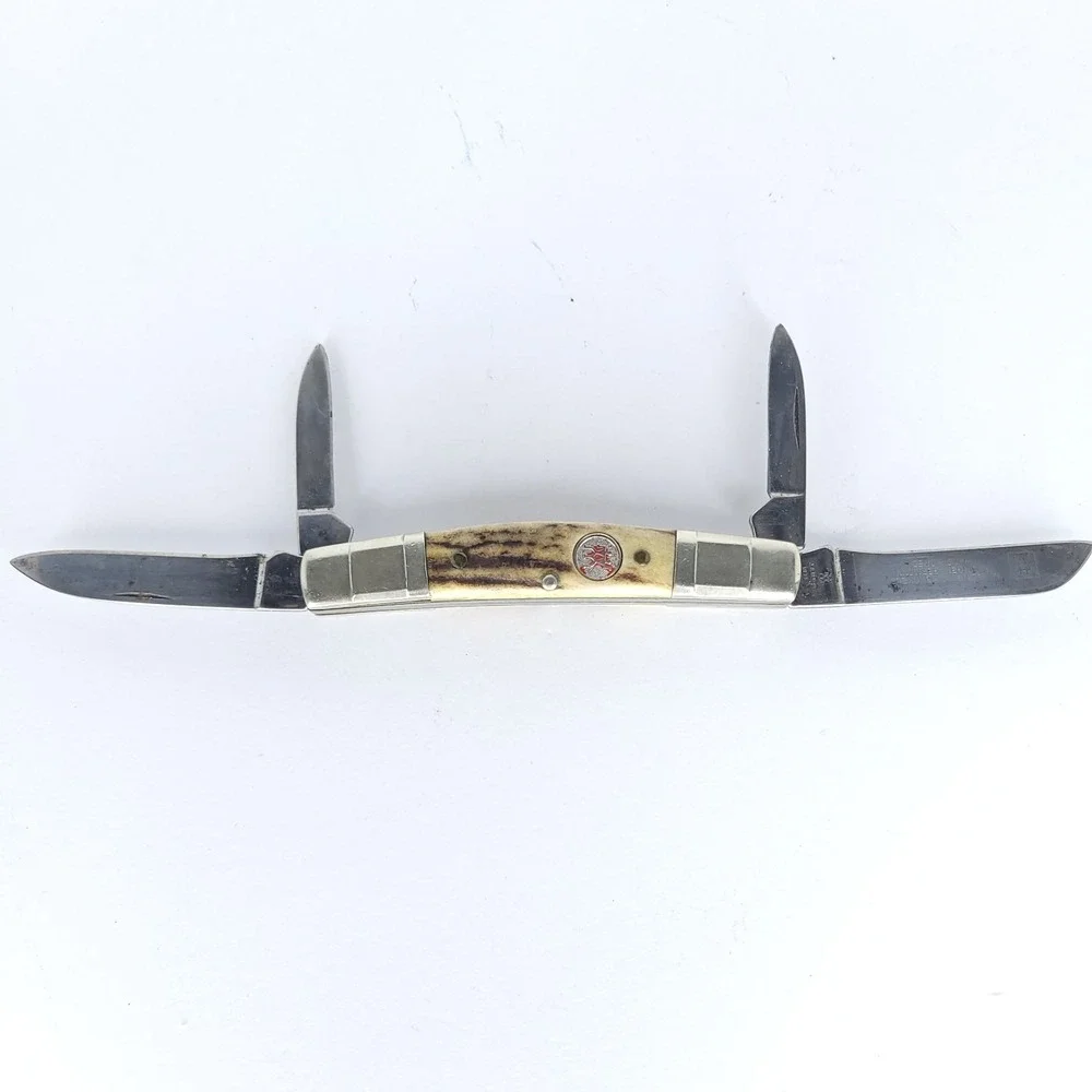Vintage JA Henckels Congress Knife Jigged Stag Antler Scales on Handle